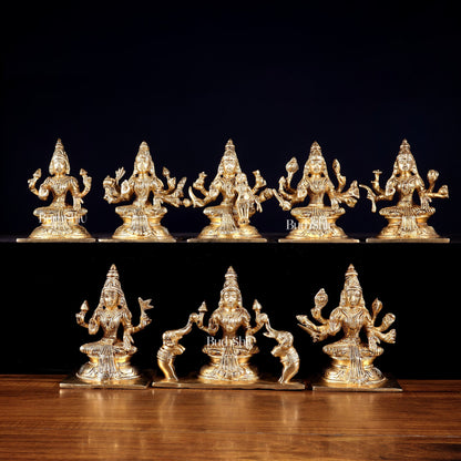 Ashtalakshmi Superfine Brass Idols - 5 Inch enhanced carvings - Budhshiv.com