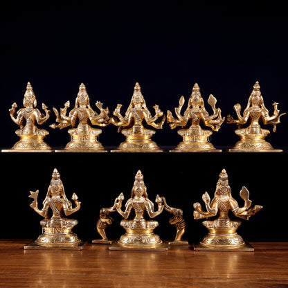 Ashtalakshmi Superfine Brass Idols - 5 Inch enhanced carvings - Budhshiv.com