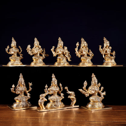 Ashtalakshmi Superfine Brass Idols - 5 Inch enhanced carvings - Budhshiv.com