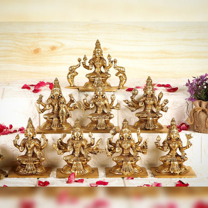 Ashtalakshmi Superfine Brass Idols - 5 Inches | BudhShiv - Budhshiv.com