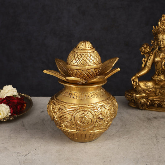 Auspicious Brass Kalash – Elegant Decorative Element for Spiritual Spaces - Budhshiv.com