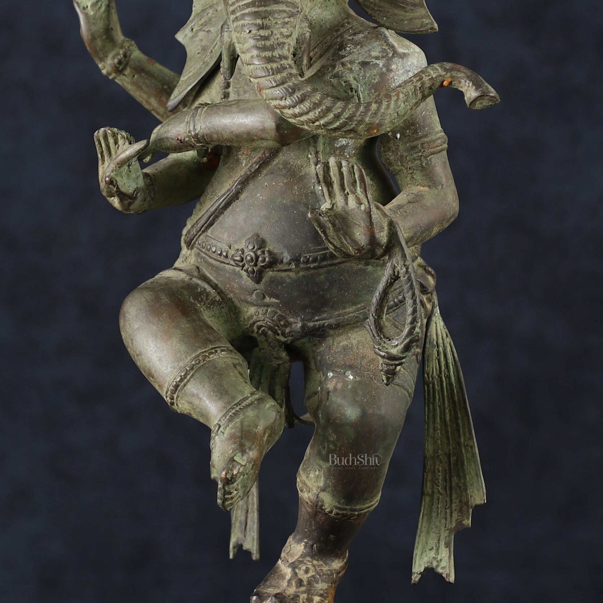 Balinese Bronze Dancing Ganesha Sculpture – 20.5" Height, Lost Wax Casting - Budhshiv.com