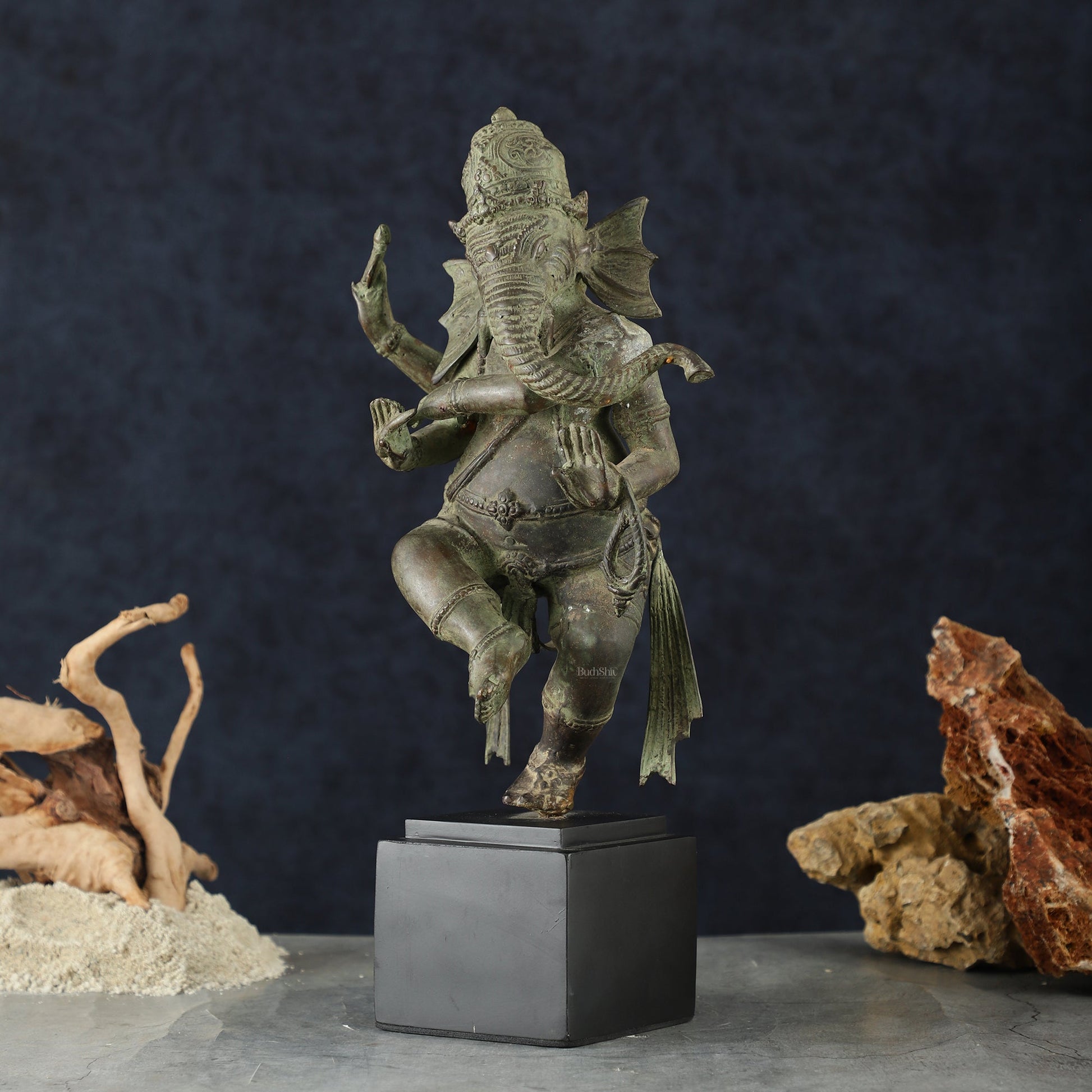 Balinese Bronze Dancing Ganesha Sculpture – 20.5" Height, Lost Wax Casting - Budhshiv.com