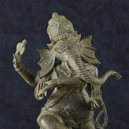 Balinese Bronze Dancing Ganesha Sculpture – 20.5" Height, Lost Wax Casting - Budhshiv.com