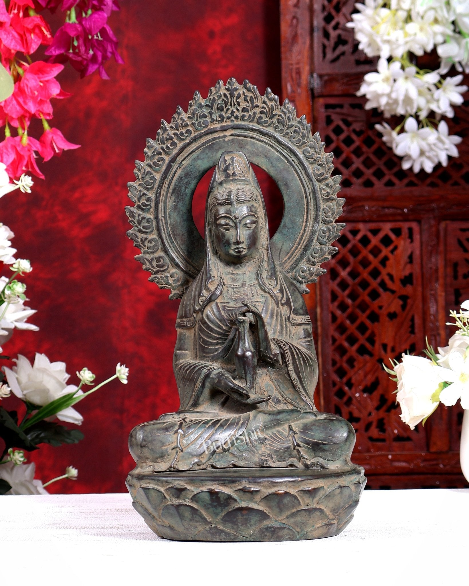 Balinese Bronze Guanyin Bodhisattva Statue | 12 inch - Budhshiv.com