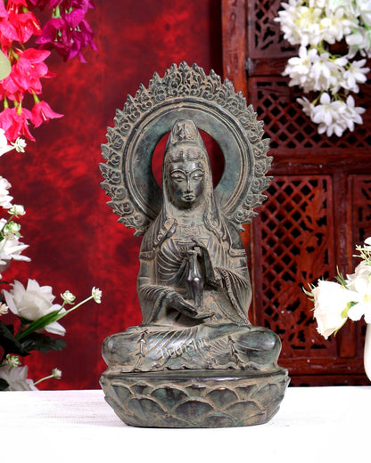 Balinese Bronze Guanyin Bodhisattva Statue | 12 inch - Budhshiv.com