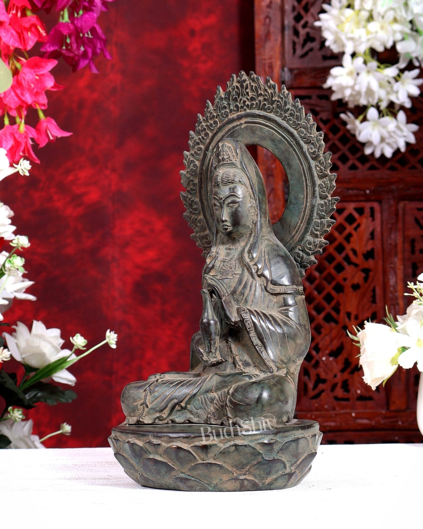 Balinese Bronze Guanyin Bodhisattva Statue | 12 inch - Budhshiv.com