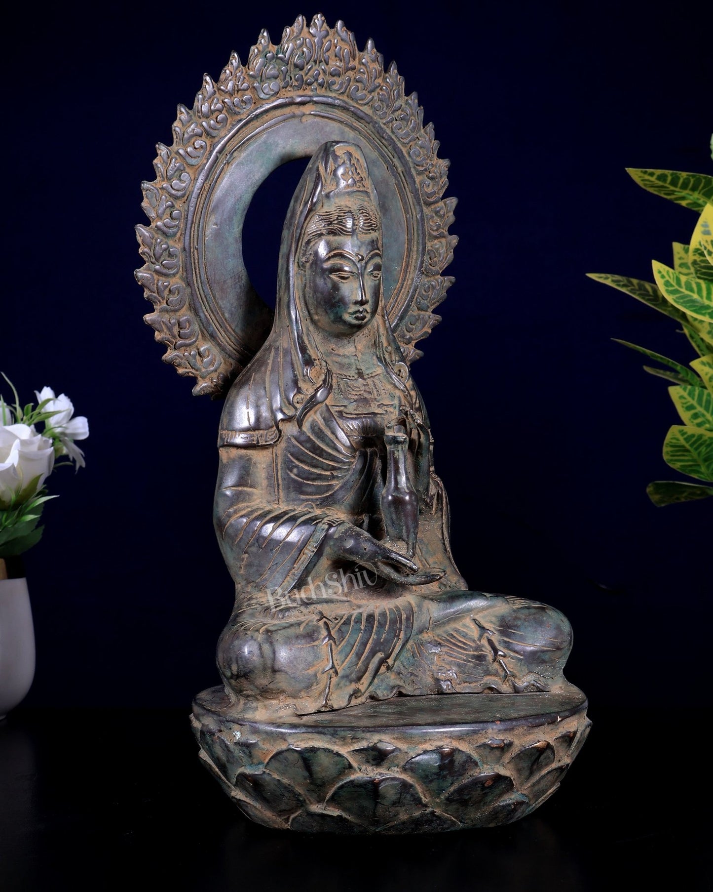 Balinese Bronze Guanyin Bodhisattva Statue | 12" Oriental Art - Budhshiv.com