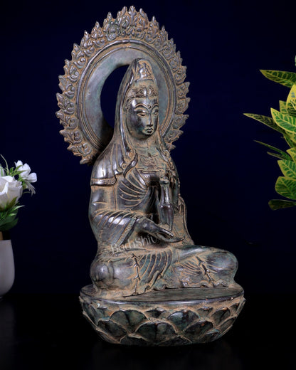 Balinese Bronze Guanyin Bodhisattva Statue | 12" Oriental Art - Budhshiv.com
