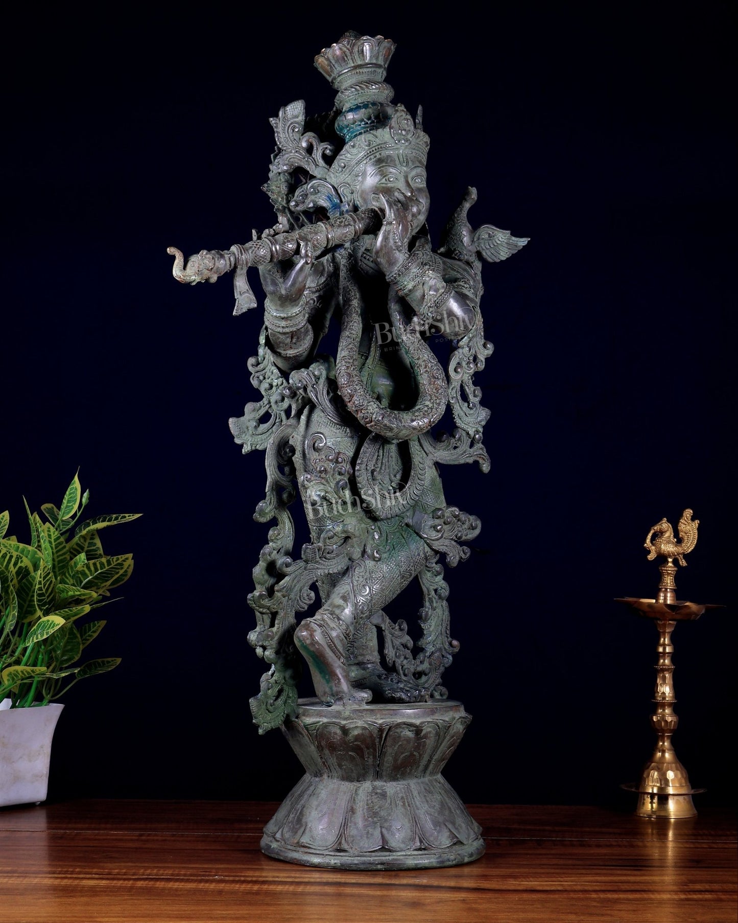 Balinese Bronze Krishna Statue 27 inch - Budhshiv.com