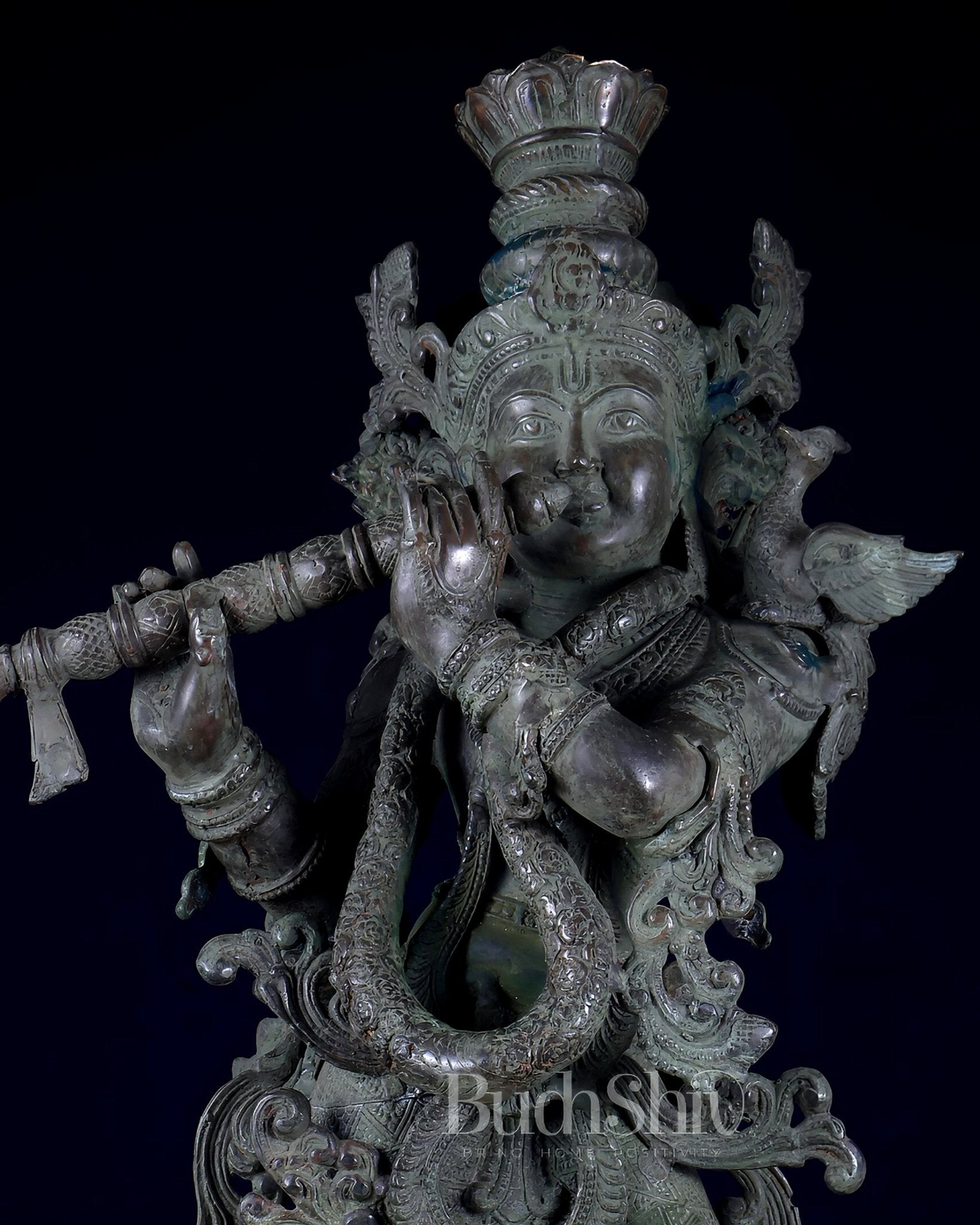 Balinese Bronze Krishna Statue 27 inch - Budhshiv.com