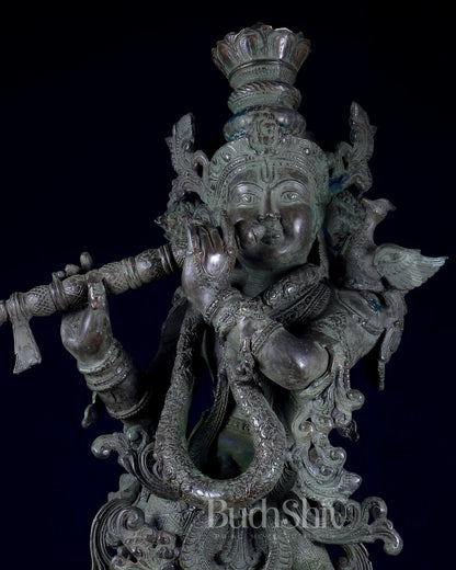 Balinese Bronze Krishna Statue 27 inch - Budhshiv.com