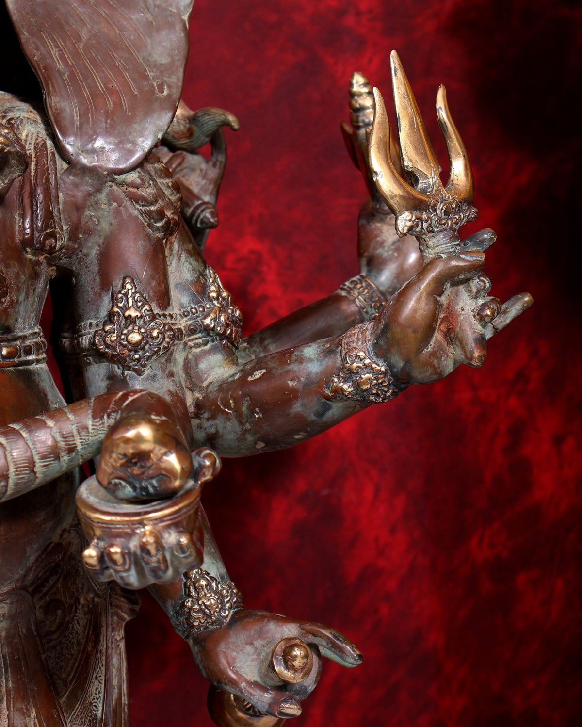Balinese Bronze Large 10-Armed Standing Ganesha Statue | 37 Inch Grand Temple Sculpture - Budhshiv.com