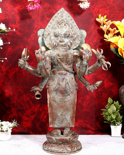 Balinese Bronze Large 10-Armed Standing Ganesha Statue | 37 Inch Grand Temple Sculpture - Budhshiv.com