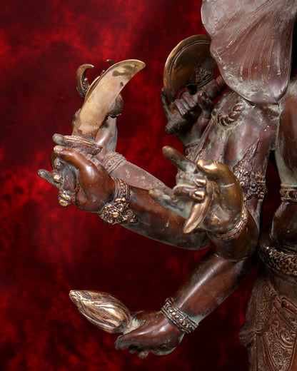 Balinese Bronze Large 10-Armed Standing Ganesha Statue | 37 Inch Grand Temple Sculpture - Budhshiv.com