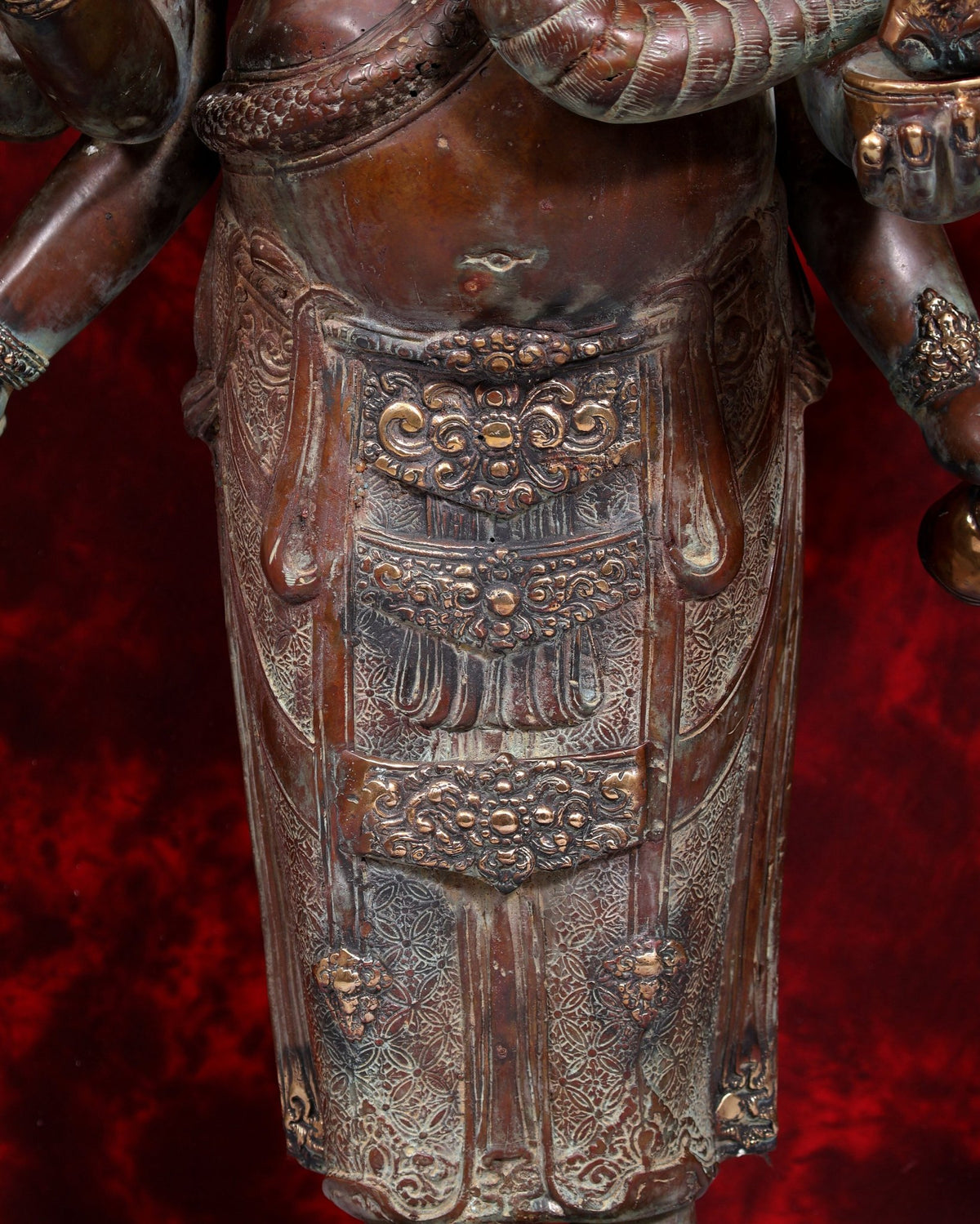 Balinese Bronze Large 10-Armed Standing Ganesha Statue | 37 Inch Grand Temple Sculpture - Budhshiv.com
