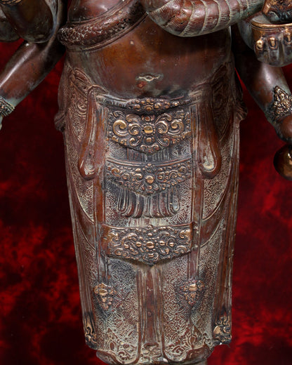Balinese Bronze Large 10-Armed Standing Ganesha Statue | 37 Inch Grand Temple Sculpture - Budhshiv.com