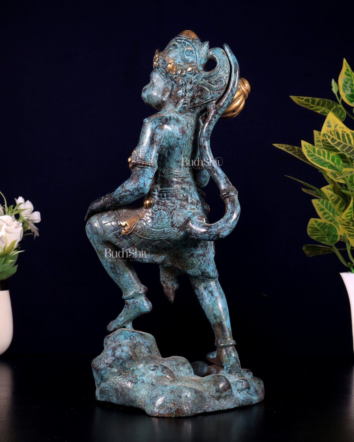 Balinese Bronze Lord Hanuman Sculpture, BudhShiv Exclusive Height: 12 inch - Budhshiv.com