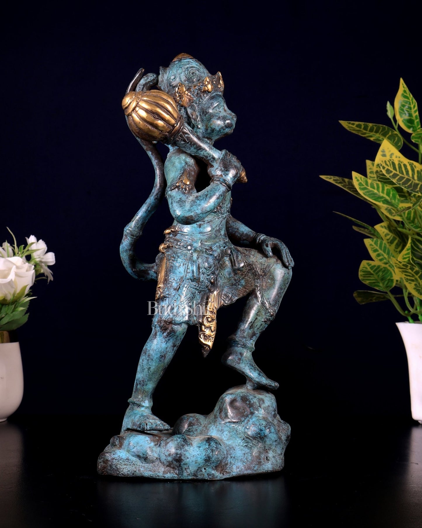 Balinese Bronze Lord Hanuman Sculpture, BudhShiv Exclusive Height: 12 inch - Budhshiv.com