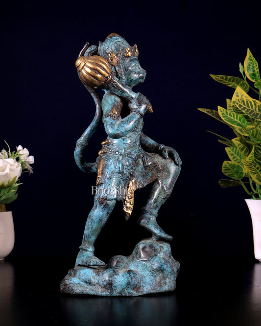 Balinese Bronze Lord Hanuman Sculpture, BudhShiv Exclusive Height: 12 inch - Budhshiv.com