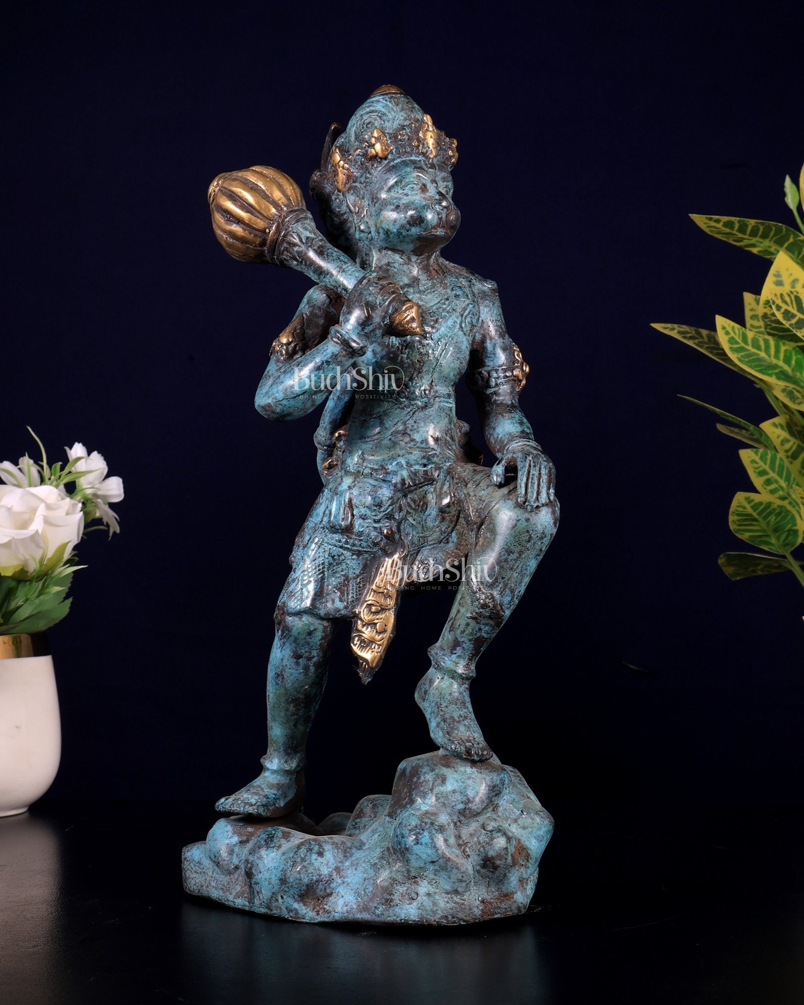 Balinese Bronze Lord Hanuman Sculpture, BudhShiv Exclusive Height: 12 inch - Budhshiv.com