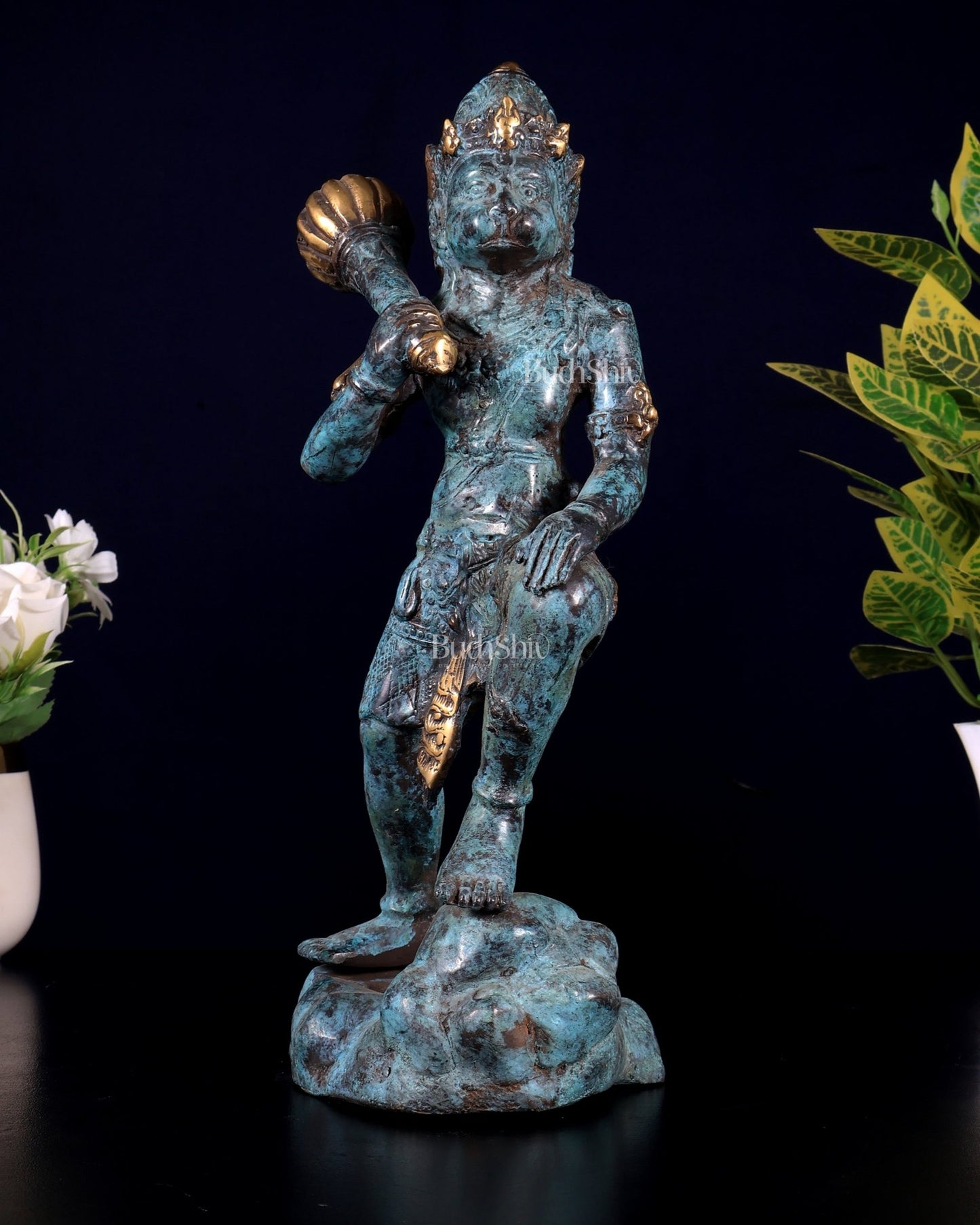 Balinese Bronze Lord Hanuman Sculpture, BudhShiv Exclusive Height: 12 inch - Budhshiv.com