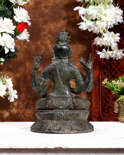 Balinese Bronze Shiva Statue | 11" Six-Armed Seated Idol - Budhshiv.com