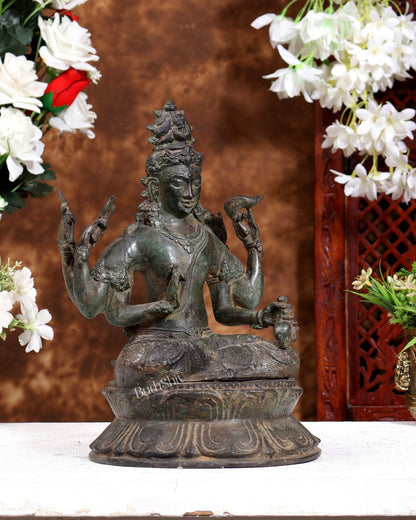 Balinese Bronze Shiva Statue | 11" Six-Armed Seated Idol - Budhshiv.com