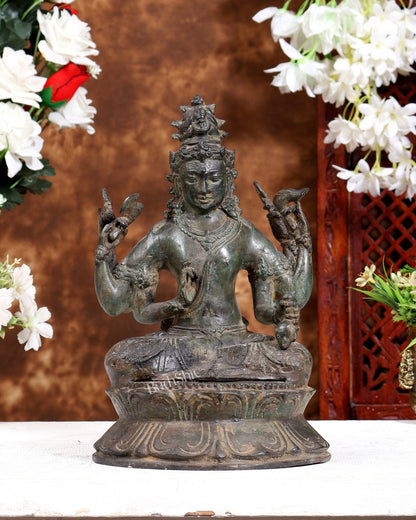 Balinese Bronze Shiva Statue | 11" Six-Armed Seated Idol - Budhshiv.com