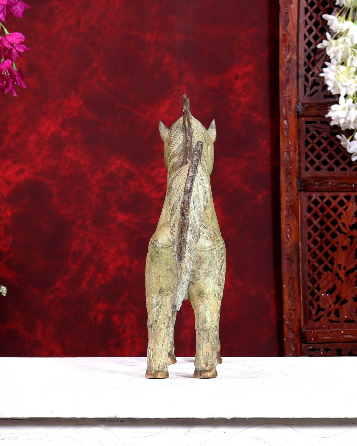 Balinese Bronze Standing unicorn Horse | 14.7 inch - Budhshiv.com