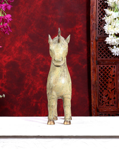 Balinese Bronze Standing unicorn Horse | 14.7 inch - Budhshiv.com