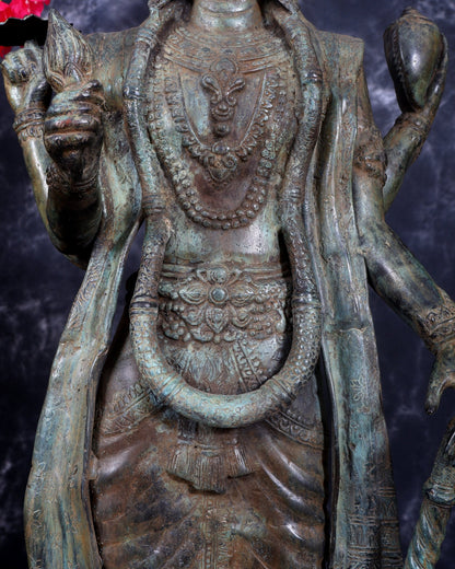 Balinese Bronze Vishnu & Lakshmi Standing Idol Pair 33 inch - Budhshiv.com