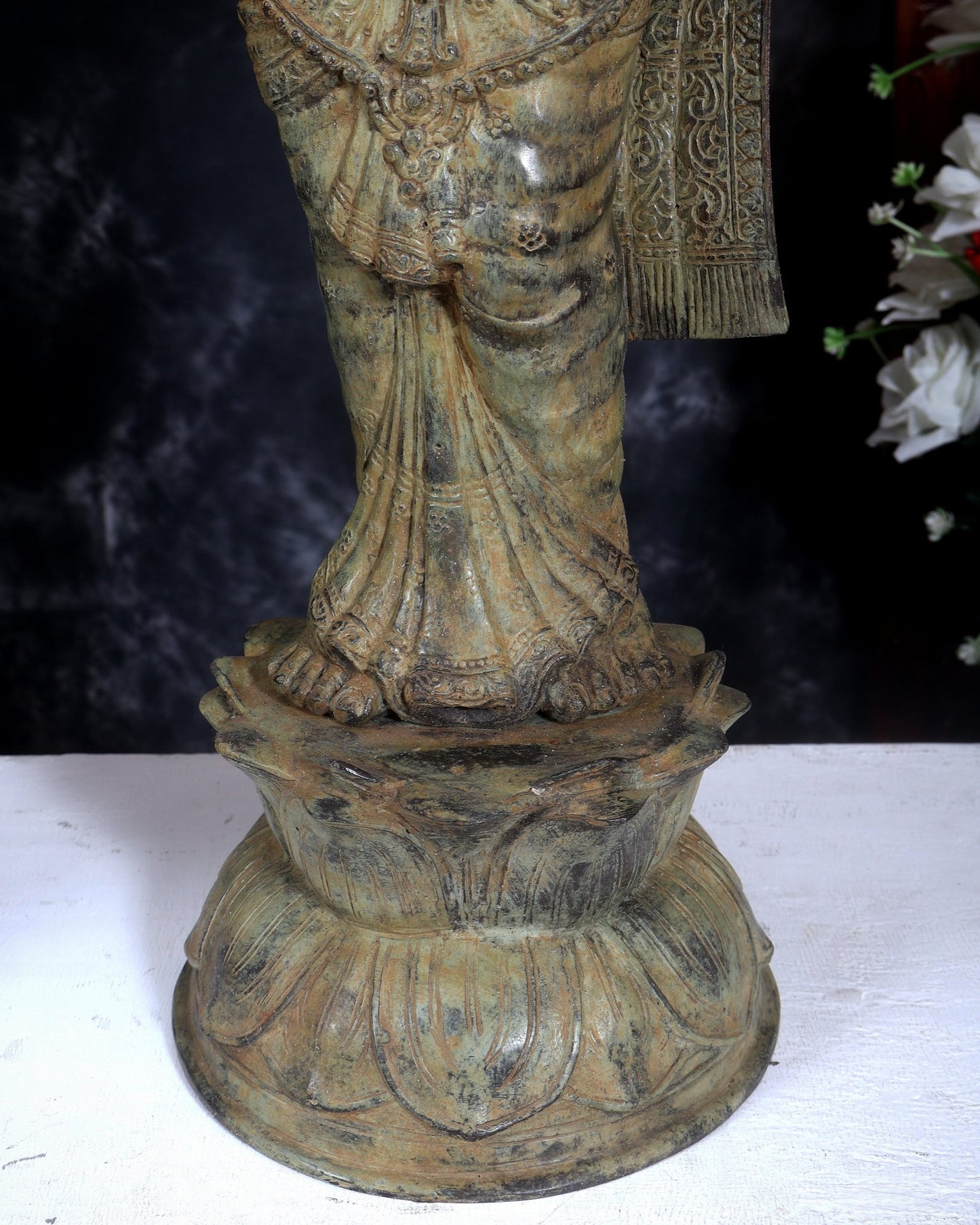 Balinese Bronze Vishnu & Lakshmi Standing Idol Pair 33 inch - Budhshiv.com
