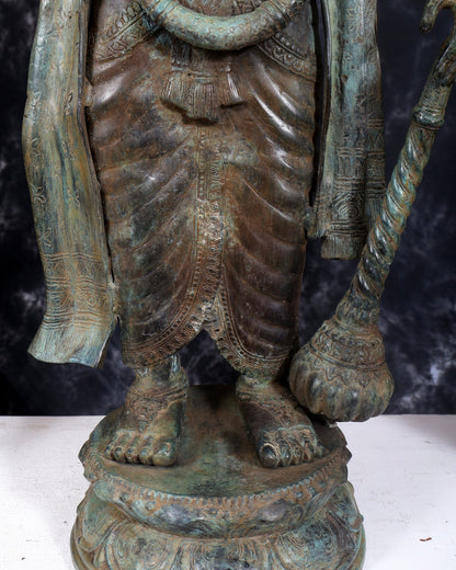 Balinese Bronze Vishnu & Lakshmi Standing Idol Pair 33 inch - Budhshiv.com