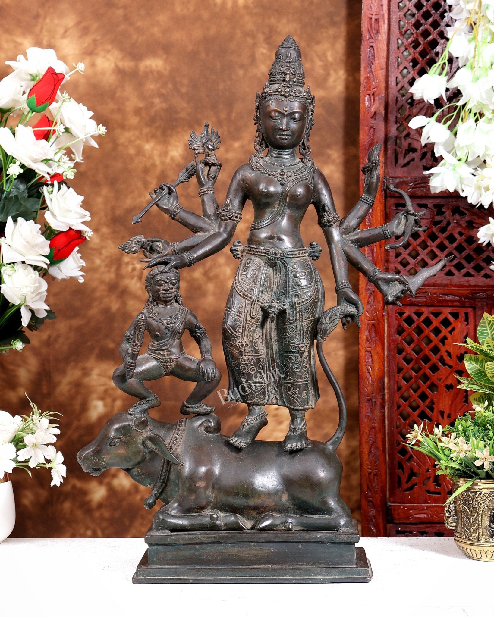 Balinese Durga Statue in Antique Patina 22 inch tall - Budhshiv.com