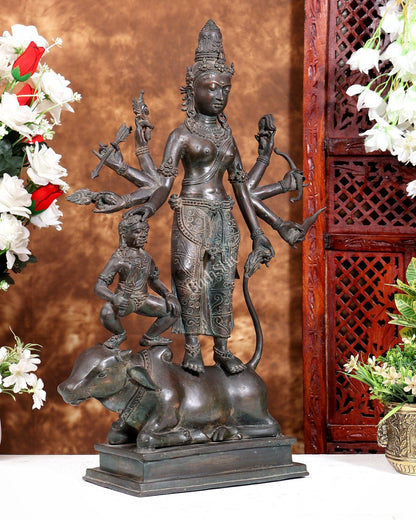 Balinese Durga Statue in Antique Patina 22 inch tall - Budhshiv.com