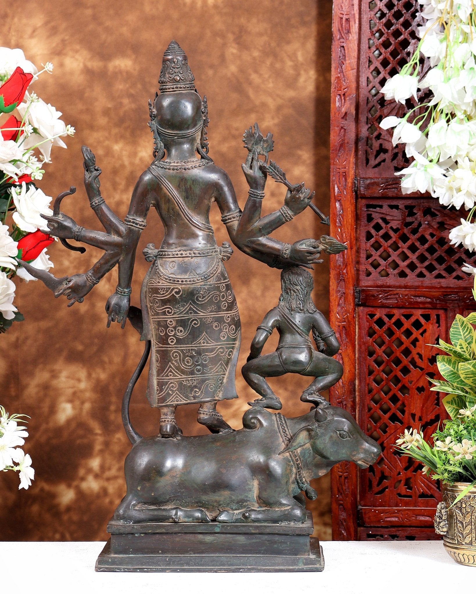 Balinese Durga Statue in Antique Patina 22 inch tall - Budhshiv.com