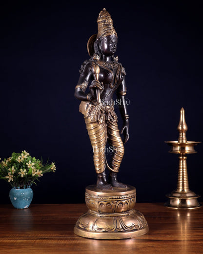 Beautiful Bhoga Shakti Pure Brass Uma Parvati Standing Statue – Black Edition 20 inch - Budhshiv.com