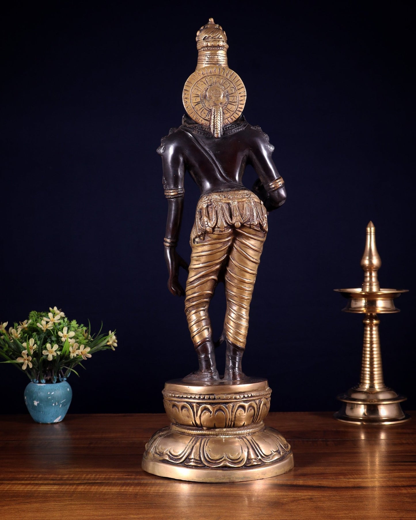 Beautiful Bhoga Shakti Pure Brass Uma Parvati Standing Statue – Black Edition 20 inch - Budhshiv.com