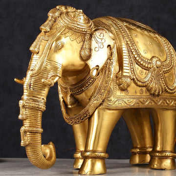 Beautiful Brass Elephant Statue 12.5" - Budhshiv.com