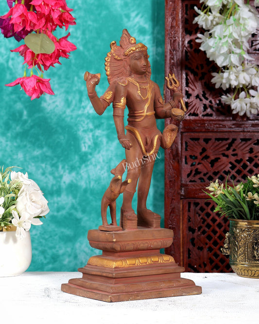 Bhikshasthana Shiva Kaal Bhairava Brass Statue | Height: 14.5 inch Earthy finish - Budhshiv.com