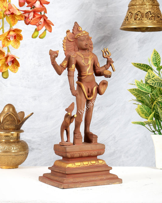 Bhikshasthana Shiva Kaal Bhairava Brass Statue | Height: 14.5 inch Earthy finish - Budhshiv.com