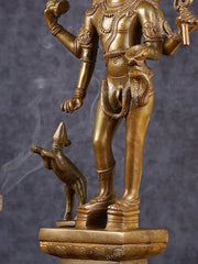 Bhikshasthana Shiva Kaal Bhairava Brass Statue | Height: 14.5 inch - Budhshiv.com