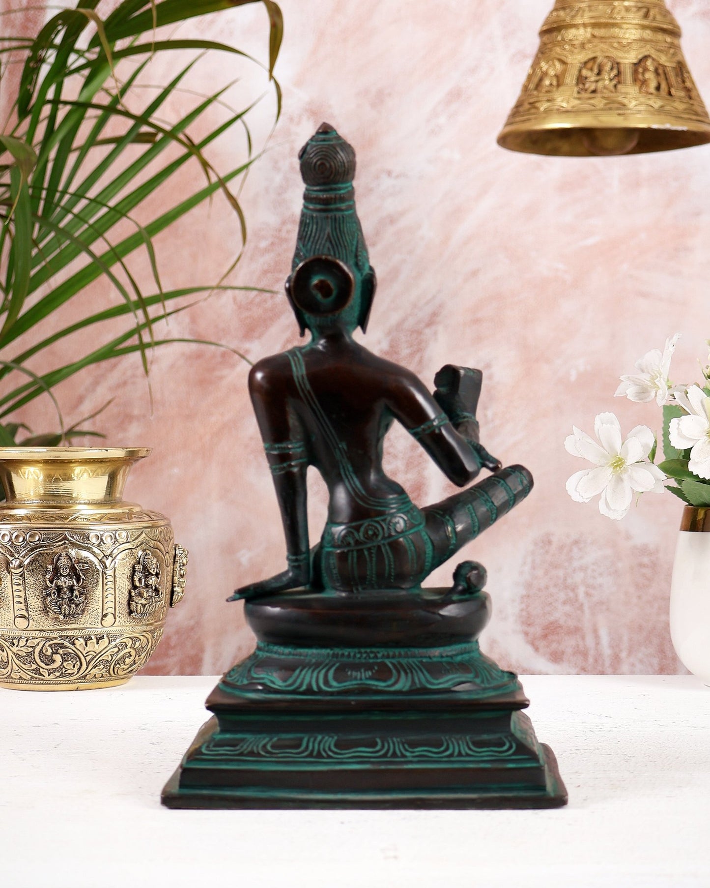 Bhoga Shakti Pure Brass Seated Parvati Idol – 9 Inch antique bronze tone - Budhshiv.com