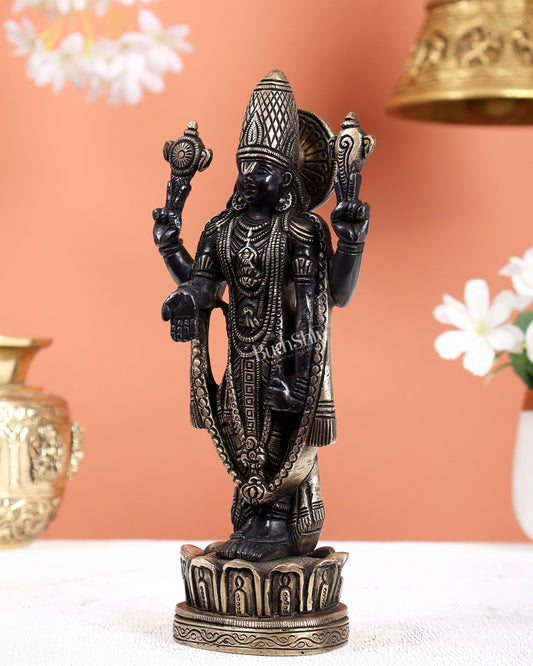Black Finish Brass Tirupati Balaji Statue – Divine Lord Venkateswara Idol (8 Inches) - Budhshiv.com