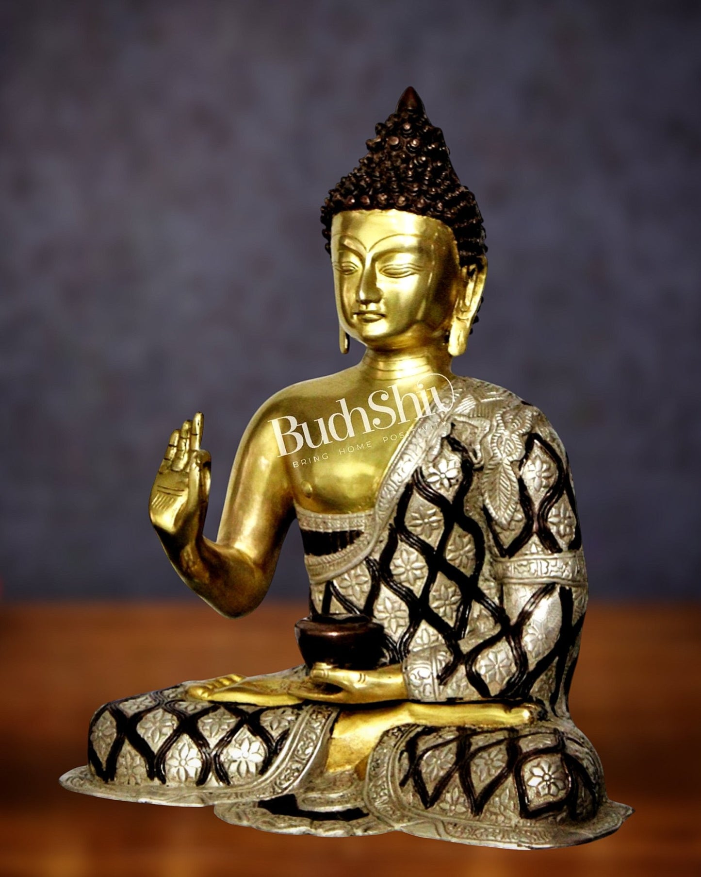 Blessings and Healing: Buddha Brass Idol 17 inch - Budhshiv.com