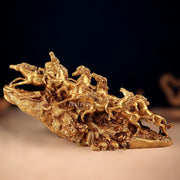 Brass 9 Lucky Horses Running Uphill | Decorative Showpiece Vastu Approved - Budhshiv.com