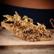 Brass 9 Lucky Horses Running Uphill | Decorative Showpiece Vastu Approved - Budhshiv.com