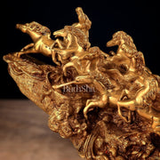Brass 9 Lucky Horses Running Uphill | Decorative Showpiece Vastu Approved - Budhshiv.com