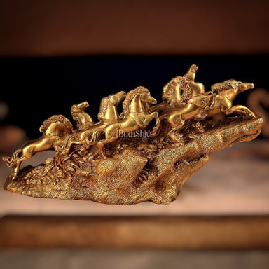 Buy Vastu Approved Brass 9 Lucky Horses Running Uphill